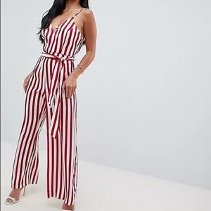 Red and white Jumpsuit.